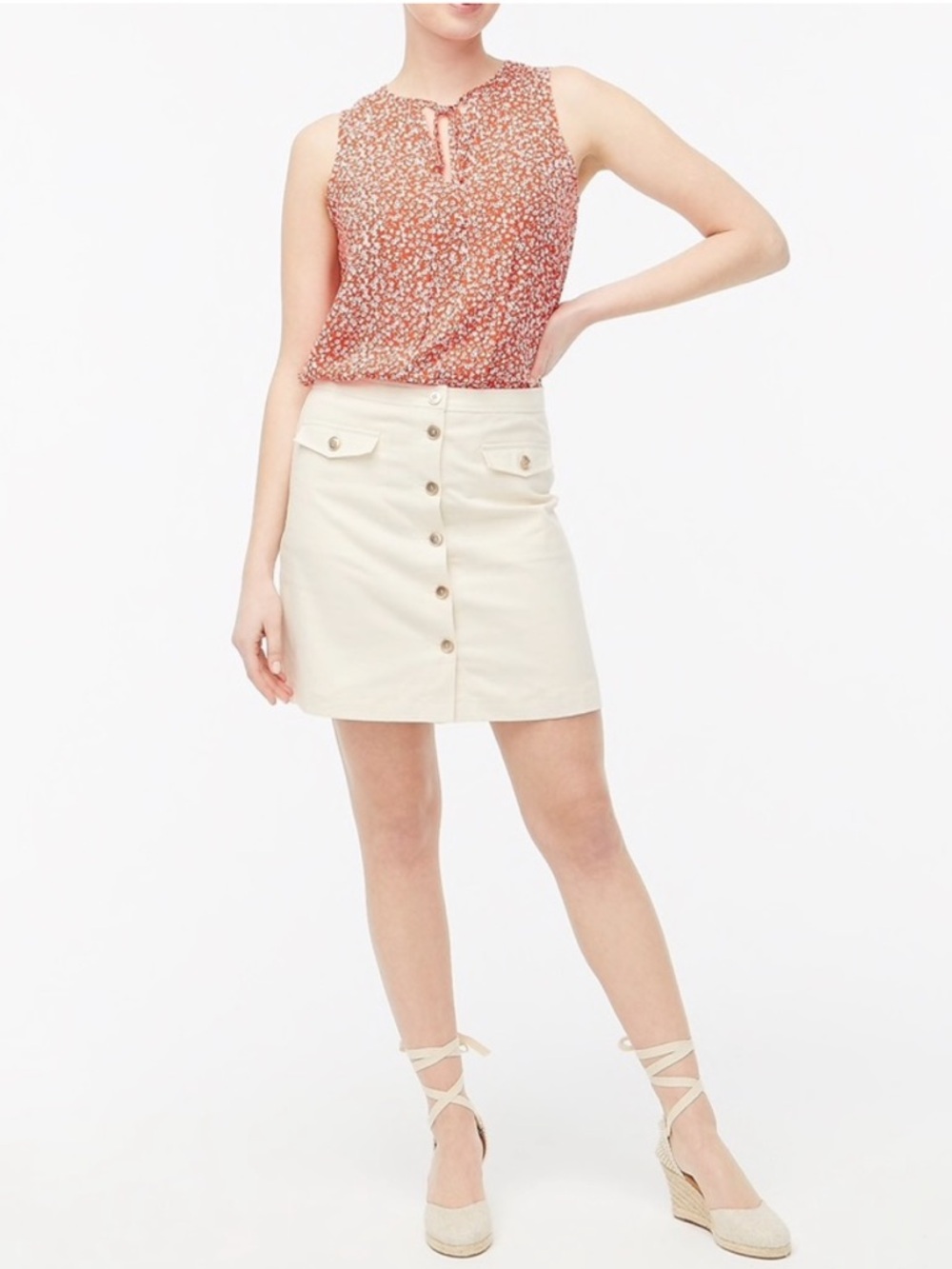 J . CREW Linen-blend Button-through
A-line Skirt size 8